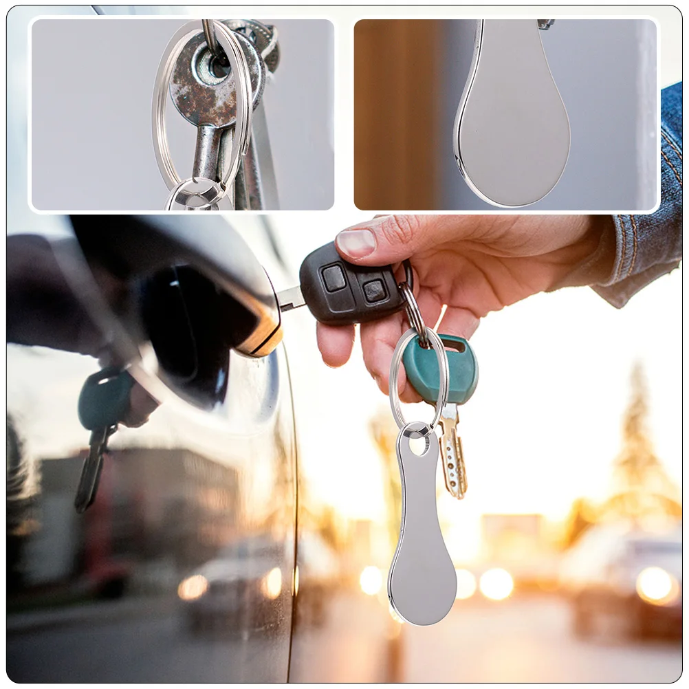 4Pcs-Shopping-Trolley-Token-Key-Cart-Unlock-Ring-Metal-Keychain-Keyring-Baske-Loading-Release-Stainless-Steel.jpg 4 db Bevásárló Kocsi Token Feloldó Gyűrűs Fém Kulcstartó Baske Rakomány Kiadás Rozsdamentes Acél Alumínium Ötvözet - Image 3