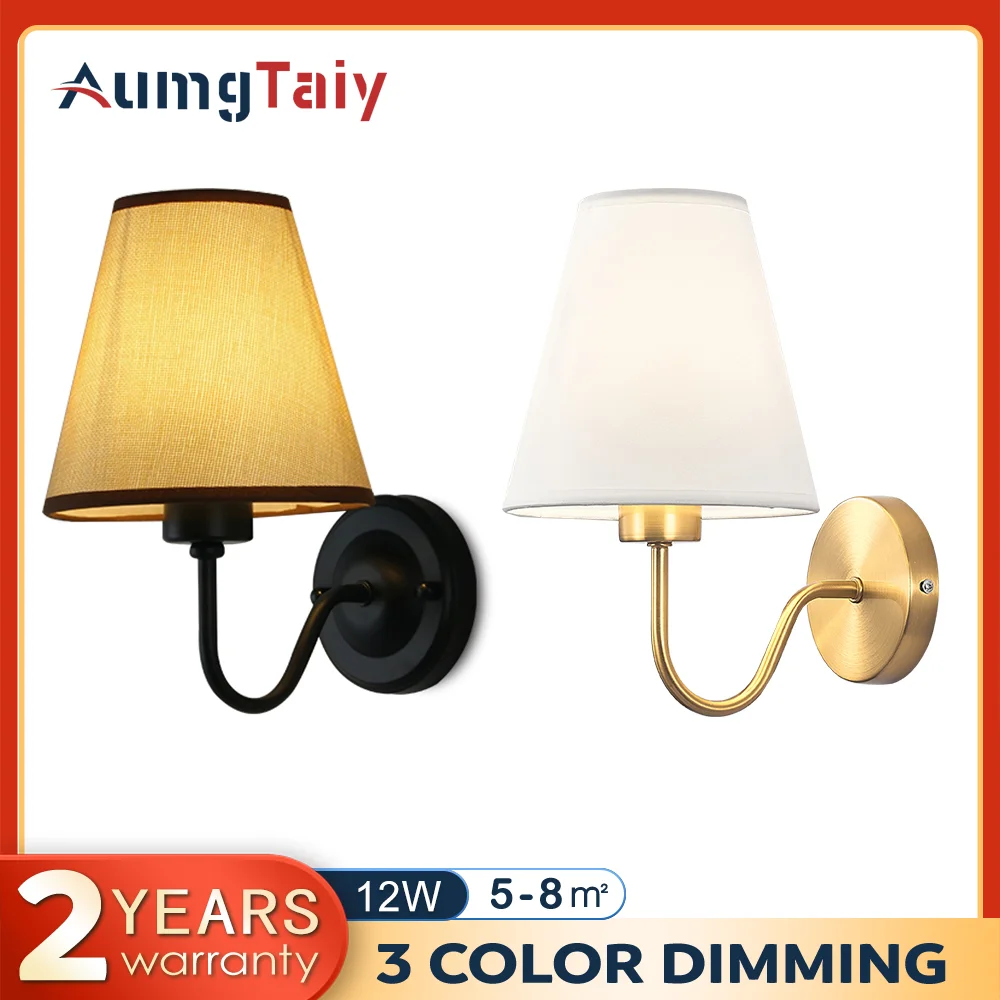 110V/220V Wall Lamp with LED E27 Bulb Fabric Lampshade Wall Sconces for Hotel Bedroom Bedside Living Room Stairs Home Decoration led light led wall lamp wall light
