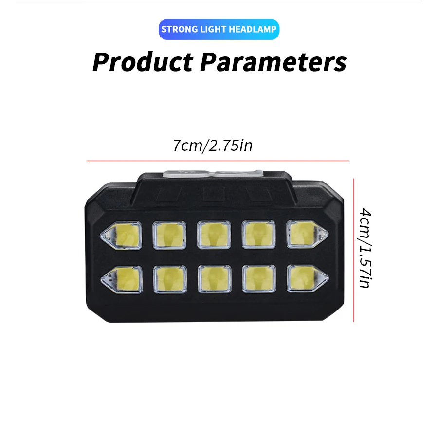 Description Picture 4 of itemKDULIT Portable LED Headlamp Built-in 18650 Battery USB Rechargable 3 Lighting Modes Outdoor Camping Fishing Emergency Headlight