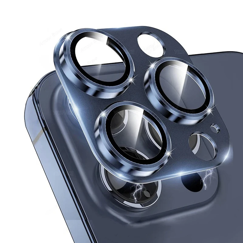 Premium Dual Pack Metal Alloy & Tempered Glass Camera Lens Protector Film