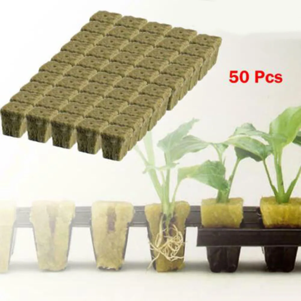 

50/100 Pcs Grow Starter Cubes Plug Hydroponic Grow Media Cloning Garden Supplies About 25x25x40mm For Cultivation