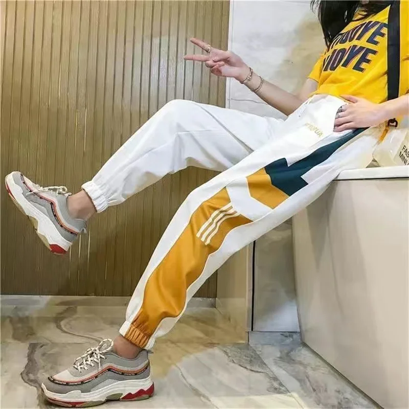 Women's High Waist Baggy Sweatpant Black Joggers Hip Hop Harem Pants for Women Striped Loose Sport Trousers Y2k Clothes