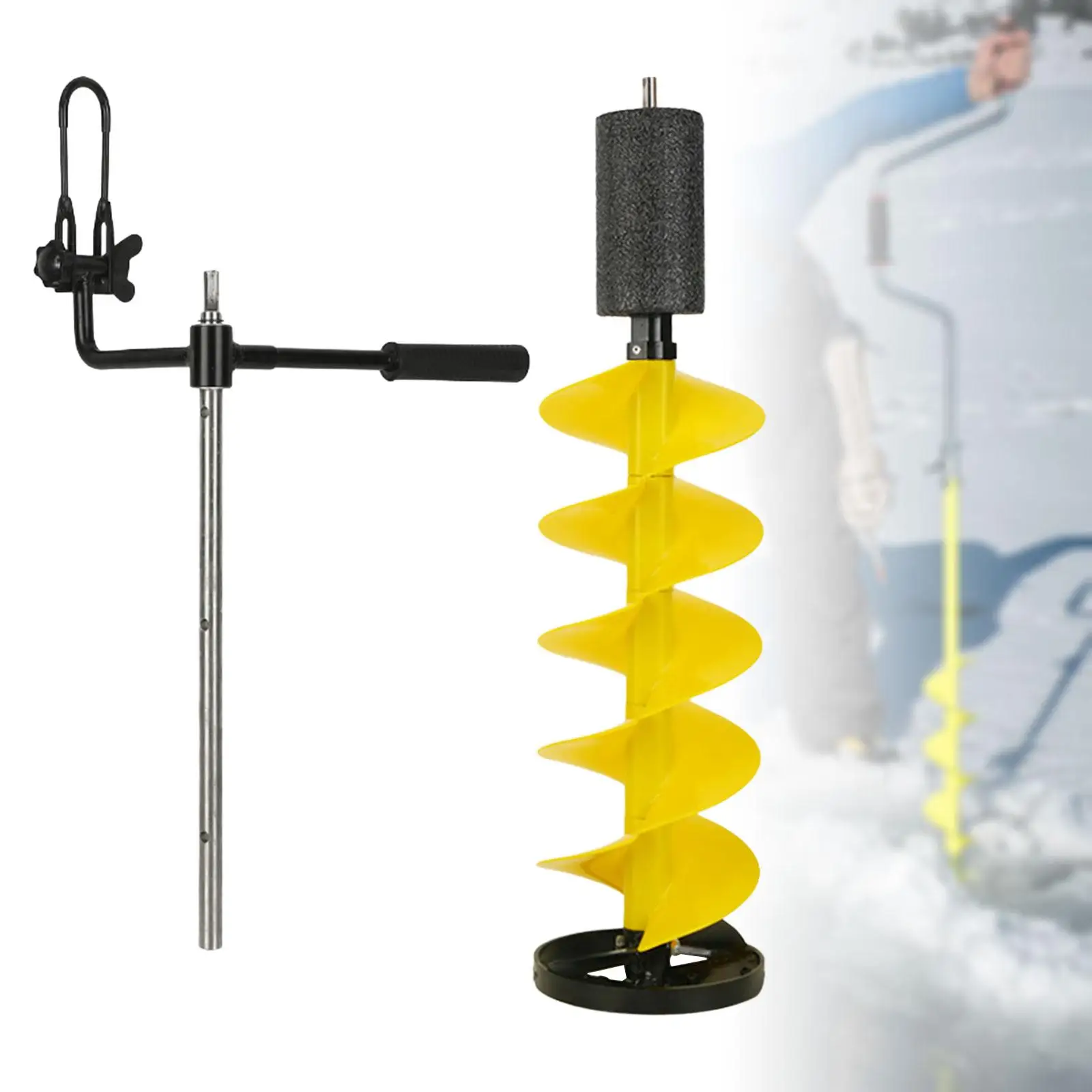 Ice Drill Auger Sturdy Lakes Fishing with Extension Rod Portable