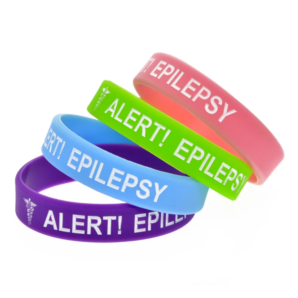 1 Stück/4 Stück Alarmarmband für Epilepsie aus Silikonkautschuk in kleiner Größe, medizinisches Armband, 4 Farben
