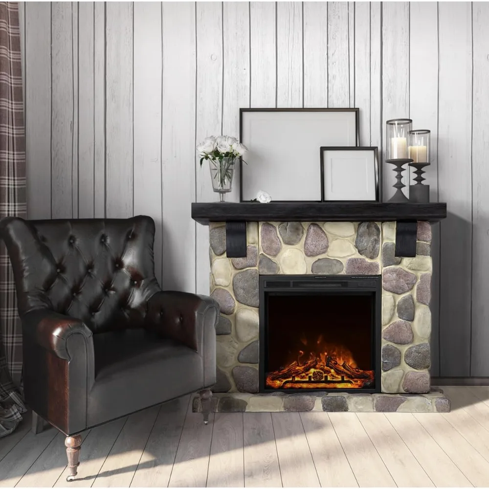 Electric Fireplace Mantel Package,48 in Freestanding Stone Fireplace Heater TV Stand W Remote Control,7 Flame Brightness Setting 2