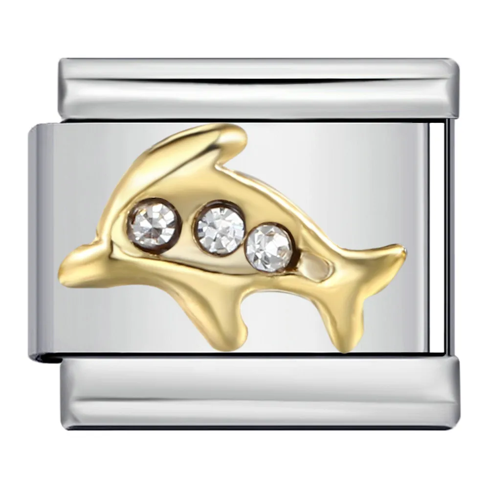 URING Intarsien CZ Liebe Delphin Schmetterling Vogel Italienischen Link Charm Fit 9mm Edelstahl Armband Valentinstag DIY Schmuck – Detail 3