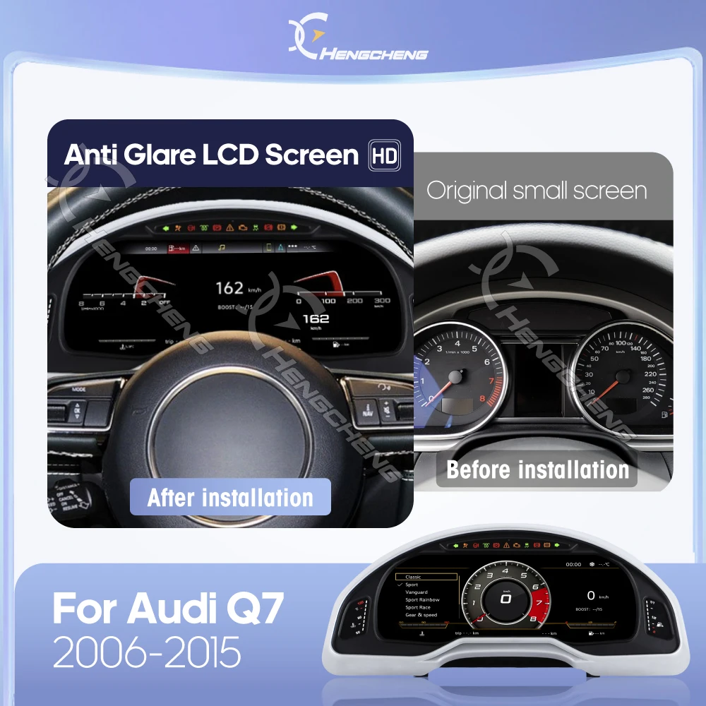 Para Audi Q7 2008-2015, Panel de Instrumentos Digital de 12.3'', Pantalla LCD, Panel Digital, Cabina Virtual, Carplay Inalámbrico para Auto 2