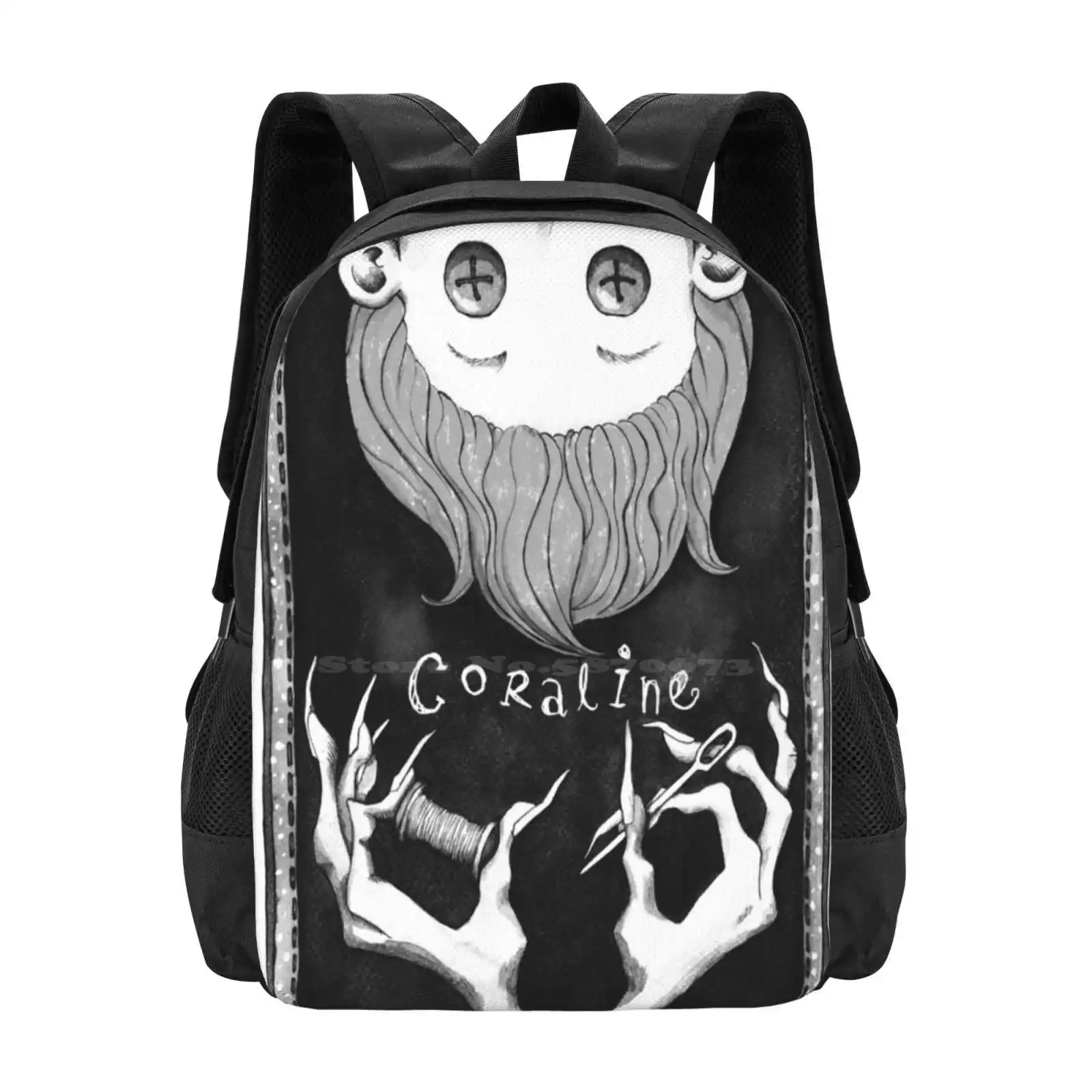 

Вместительный школьный рюкзак Coraline, сумка для ноутбука, ралина, Нил, гайман, Лайка, Генри, Селик, Тим, Бёртон, страшные и страшные мешки