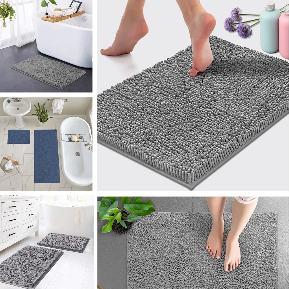 Inyahome Chenille Striped Bathroom Rug Mat Extra Thick And Absorbent Bath  Rugs Non-slip Soft Plush Shaggy Bath Carpet Indoor - Bath Mats - AliExpress