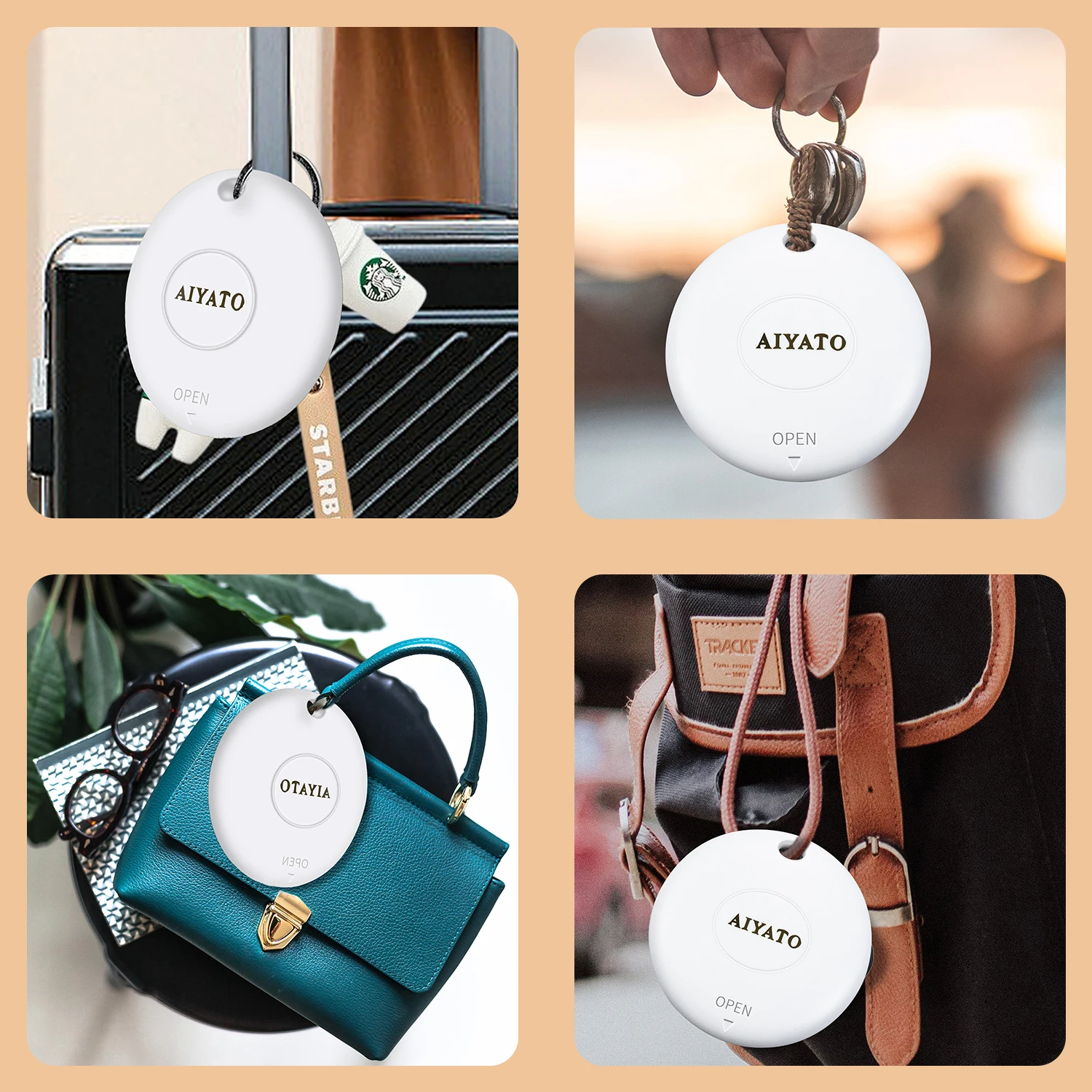 AiYaTo Bluetooth GPS Key Finder work with Apple Find My Global Network Smart AirTag Tracker for IOS System Item Locator for Bags