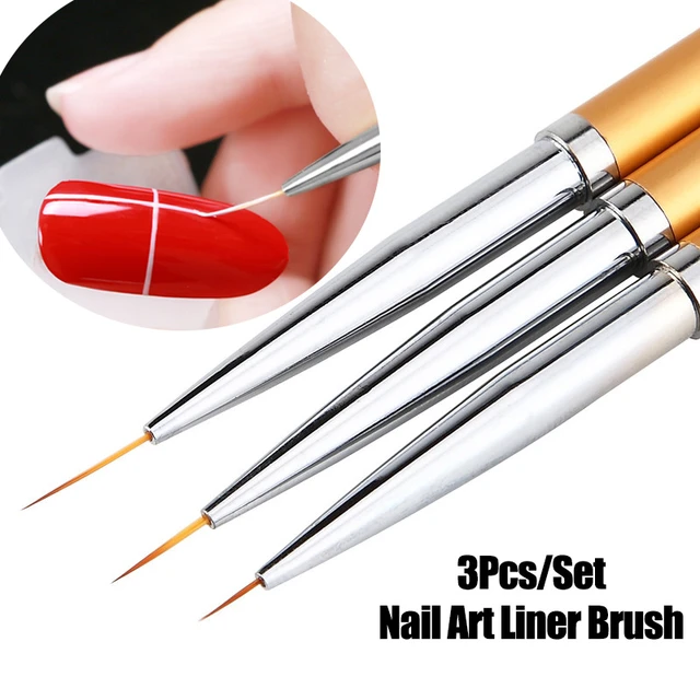 3 Pcs Nail Art Striping Brushes Set