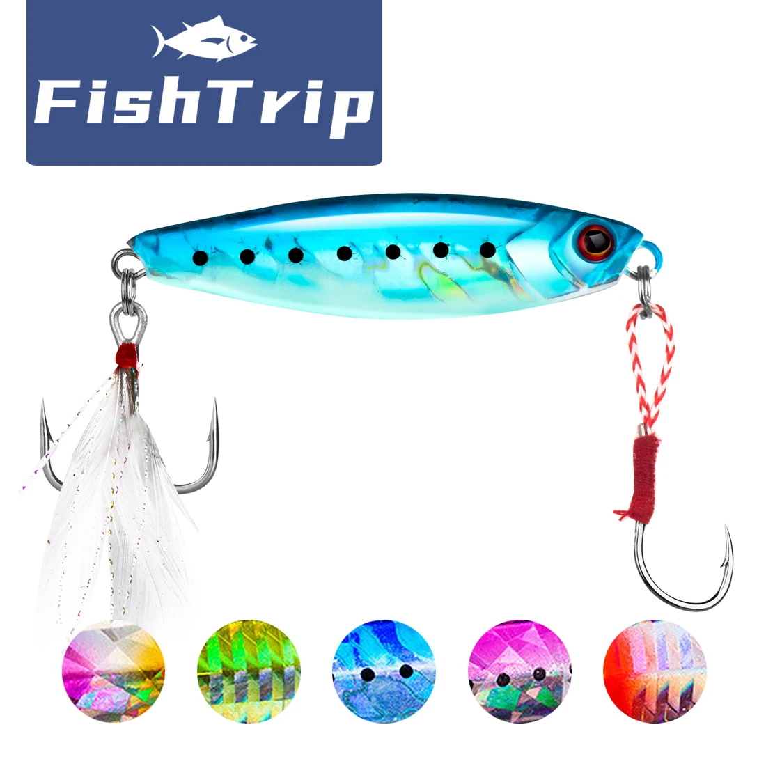 

FishTrip 7g~30g Jigging Metal Jig Micro Jig Sinking Lure Hard Bait Fishing Lure for Saltwater and Freshwater