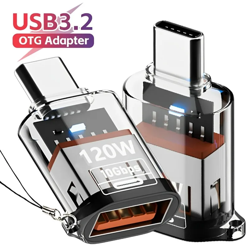 120W Type-C Male To USB Female Adapter Elough USB3.2 To Type C 10G OTG Data Transfer 4/2/1PCS for IPhone 15/16 Android Tablet PC,otg adapter,usb to type c adapter,type c adapter