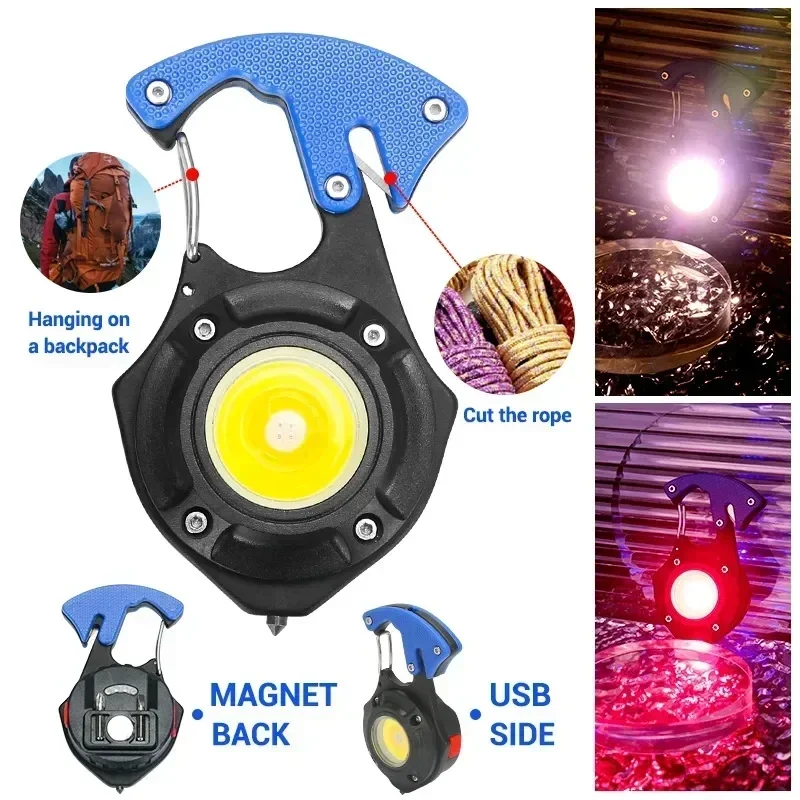 LED Flashlight Portable Multifunctional Mini COB Keychain Lamp USB Rechargeable Work Light Strong Torch Outdoor Camping Lights camping light,portable flashlight,camping lamp,camping lantern,keychain work light,portable work lights,portable work light,portable torch