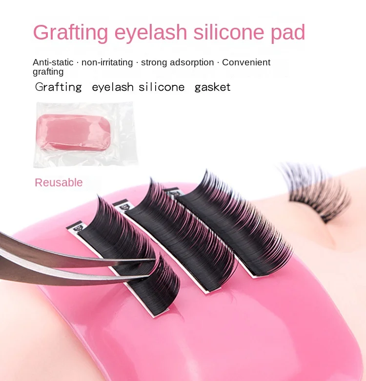 Description Picture 2 of itemEyelash Extension Forehead Sticker Pad Silicone Pink Transparent Planting Graft Lashes Tray Stand Pallet Pad Holder Makeup Tools