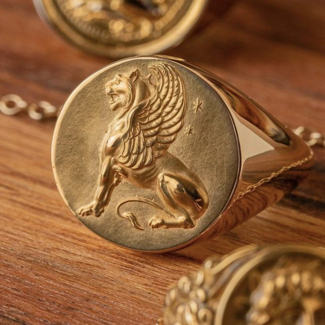 18k Yellow Gold Lion's Head Hand Carved Ring #101511 - Seattle Bellevue |  Joseph Jewelry