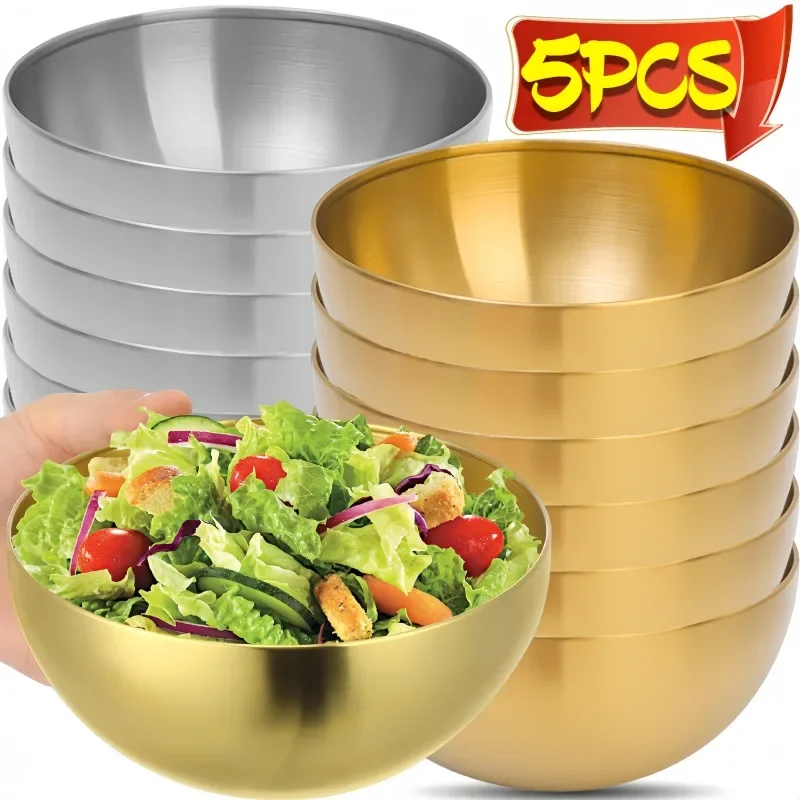Set 6 Piatti Per Salsa In Acciaio Inox Oro – Ciotoline Rotonde Per Condimenti, Sushi E Antipasti – 8x8x2.5 Cm