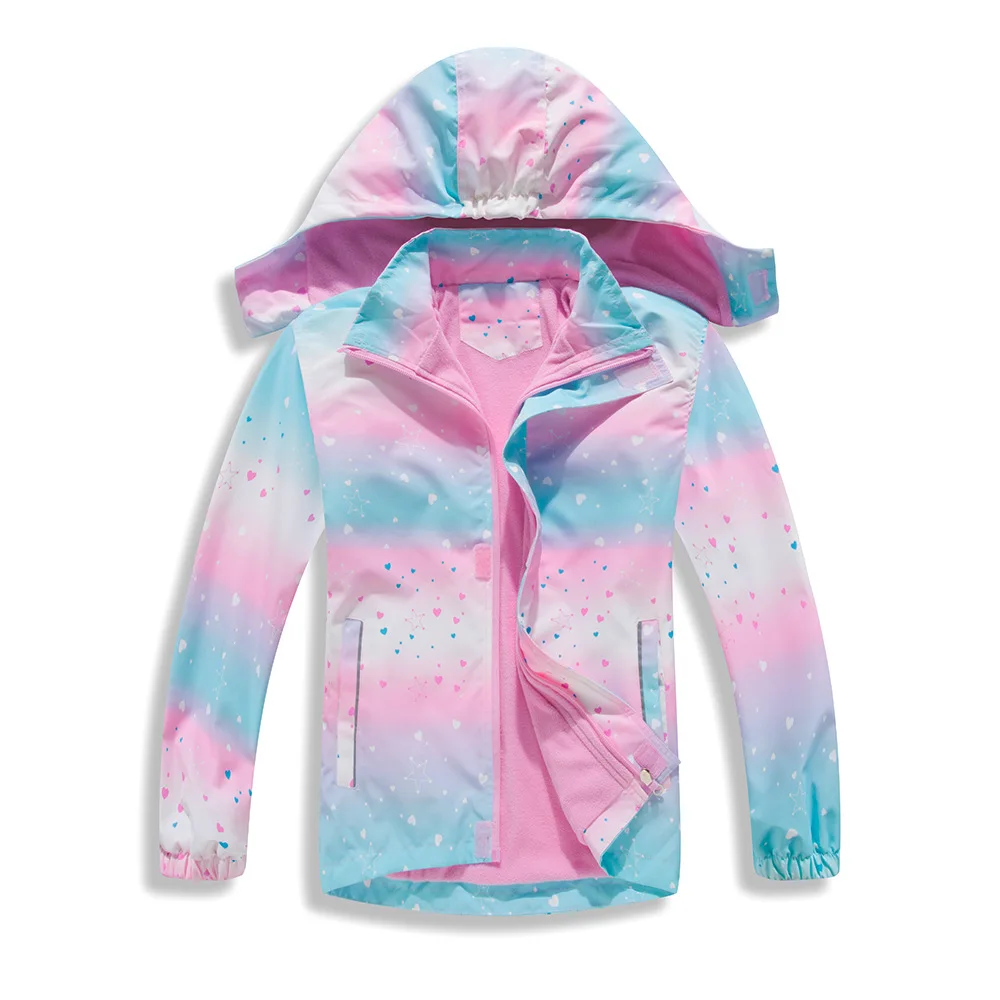 

Waterproof Warmth Fleece Lined Detachable Hood Baby and Girls Zip Hiking Jackets Child Coats Kids Outfits 3-12 Years