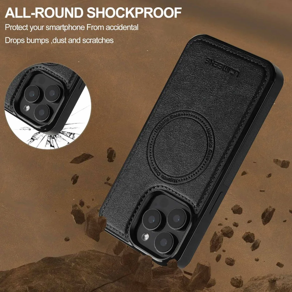 Premium Magnetic Leather Phone Case - Shockproof Mag-Safe Soft Back Cover