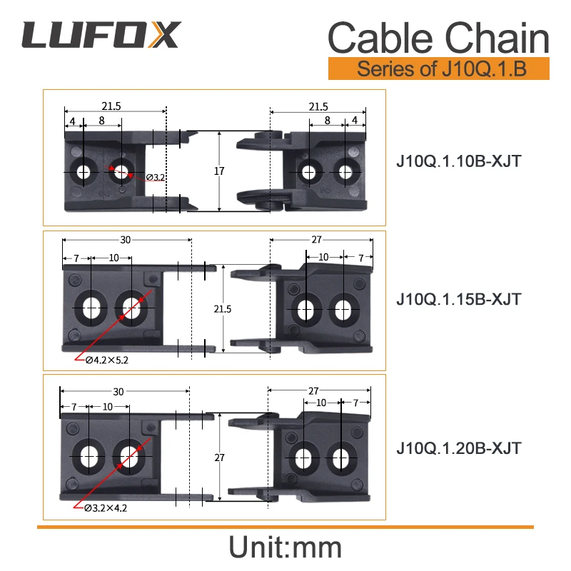 Hight Quality 1meter Cable Drag Chain Bridge type cannot be opened Series of J10Q.1.B 10*10 10*15 10*20 Bending radius R18 28 38