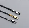 Collana a catena in corda cerata con cordoncino in pelle per donna Uomo Ciondolo con connettore a moschettone in acciaio inossidabile Collare a serpente 40-70 cm 1