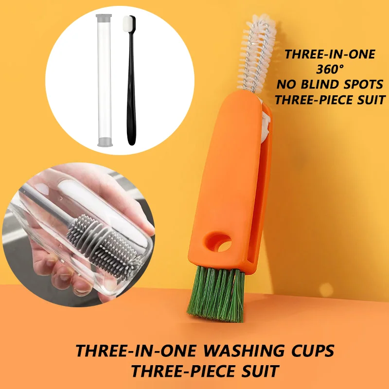 Yellow radish-shaped cleaning brush close-up