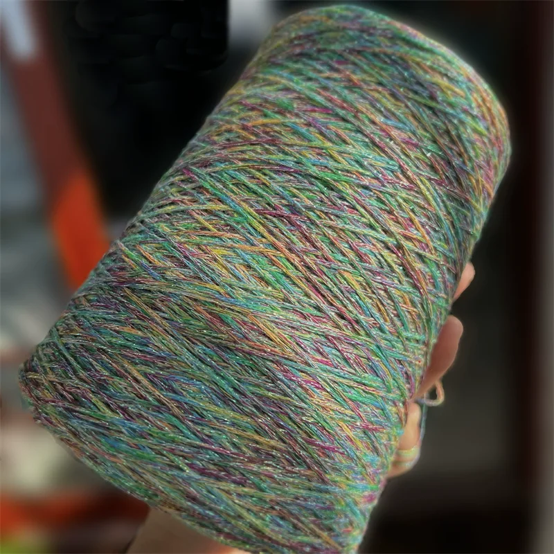 500g Unique Fancy Space Dye Gold Silver Silk Cotton Hollow Yarn Handwork Crochet Knit Metallic Yarn Thread X5599 2