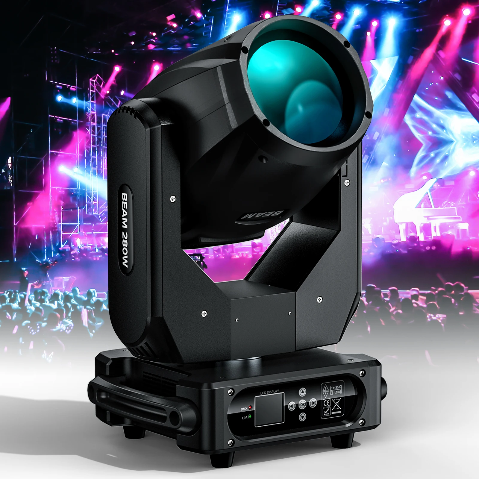 250W Moving Head Beam Spot Wash Stage HOLDLAMP with 17 Gobos Patterns 14 Colors DMX Control for DJ Club Party Show