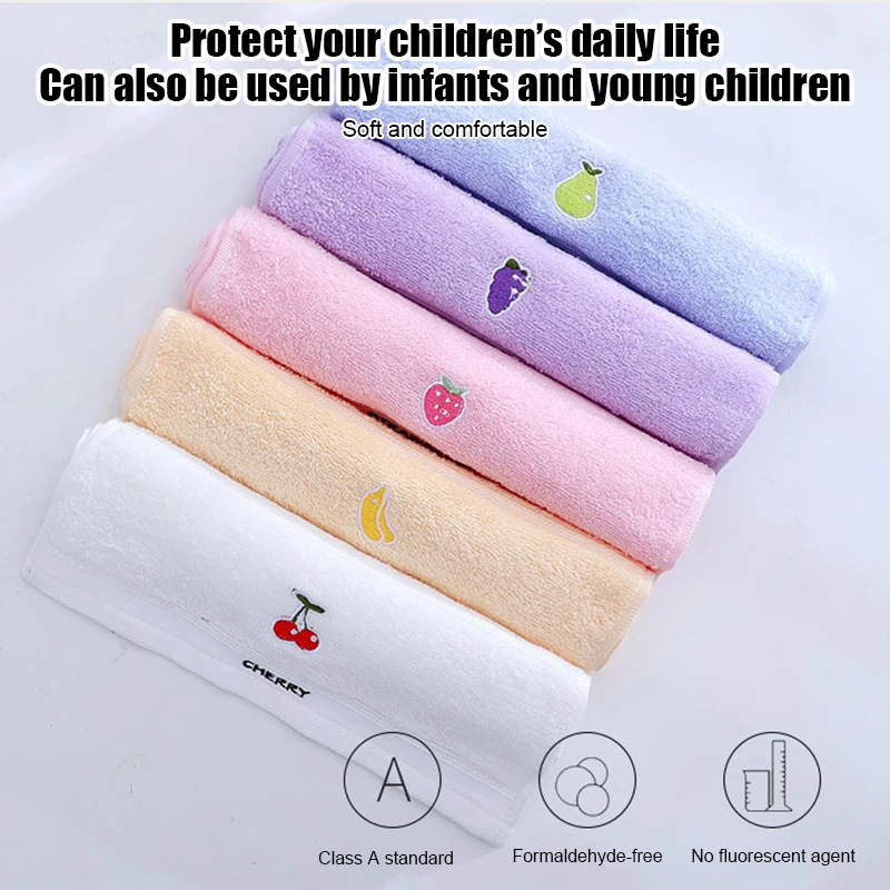 Selling Children's Pure Cotton Fruit Cartoon Primary Baby School Students Face Towel Soft Absorbent Household Bath 25*45 Towel 2