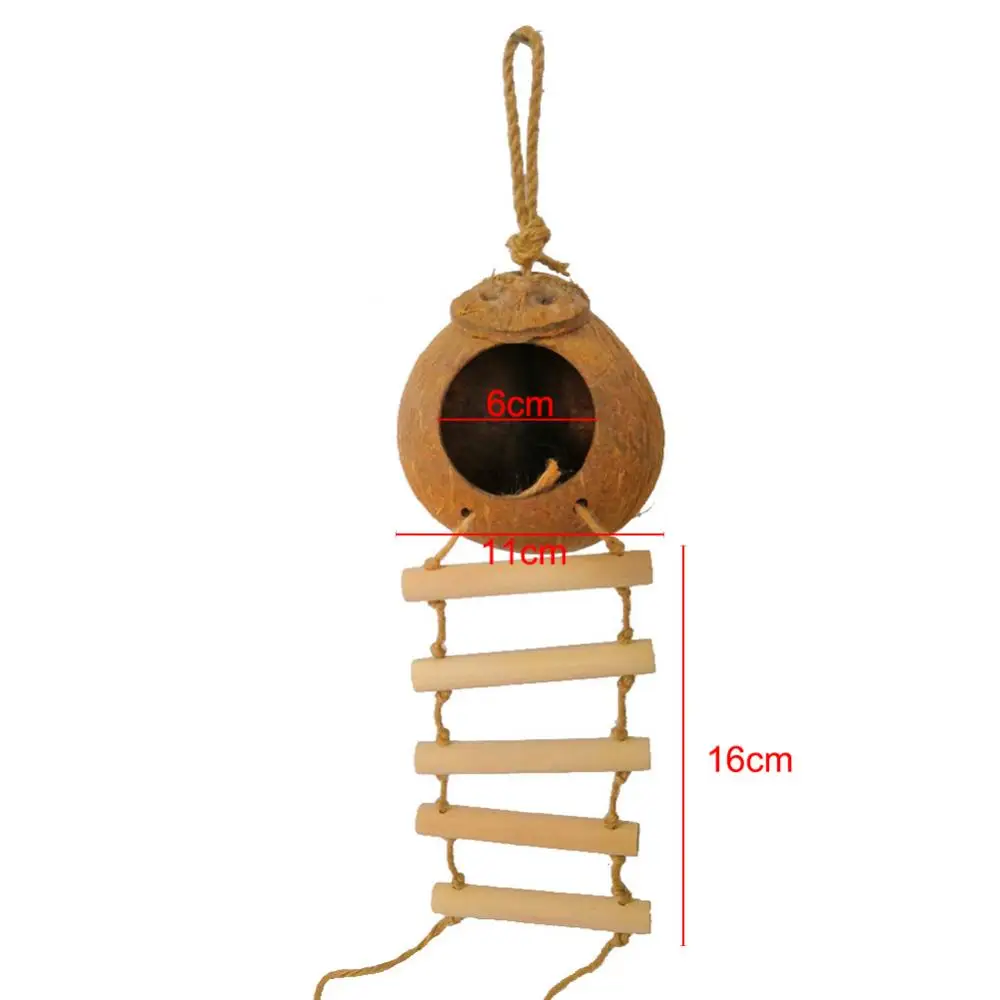 Cage Decor Hammock Hanging Coconut Shell Parrot Bird Pet Nest Ladder Summer Bed Cage Decor