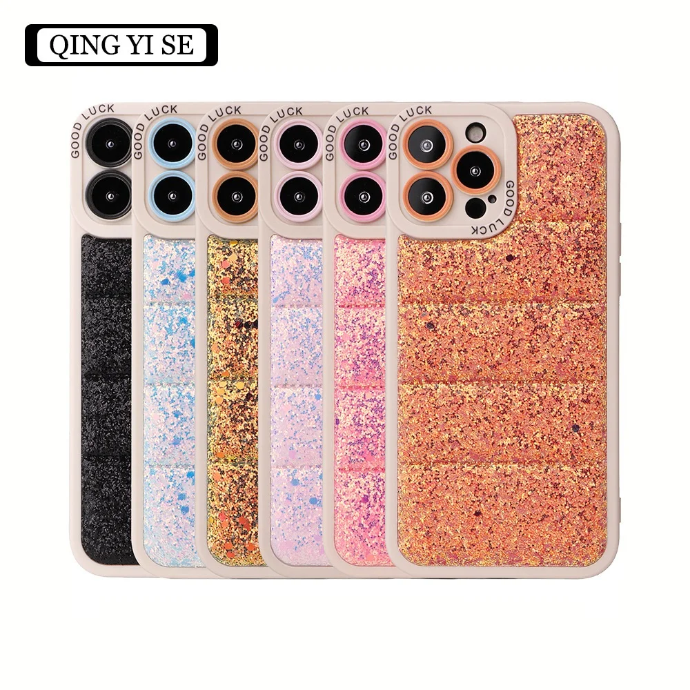 

Fashion Bling Glitter PU Leather Case For iPhone 15 Pro Max 14 13 12 11 Pro Max 15 Plus Couple Silicone Phone Cover