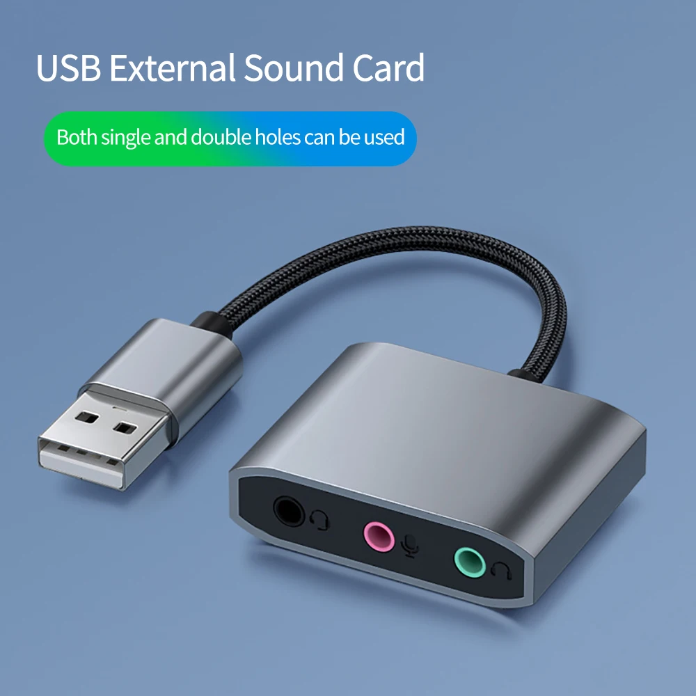 3 IN 1 외장 USB 사운드 카드 USB-오디오 잭 3.5mm 케이블 어댑터 3포트 HIFI 사운드 마이크 스피커 헤드셋 PC 노트북용