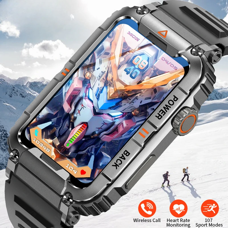 

2024 Military Men Smart Watch Fitness Watches Waterproof Healthy Monitor AI Voice Bluetooth Calling Smartwatch For Android IOS