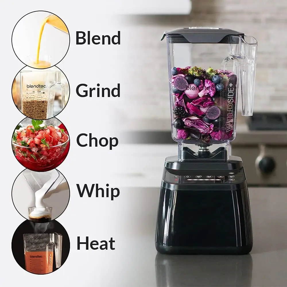 Original Designer Series Blender and 9Oz WildSide+Jar Kitchen Blender Bundle Stainless Steel Hot Mix 8Speed Control Safe Mixing