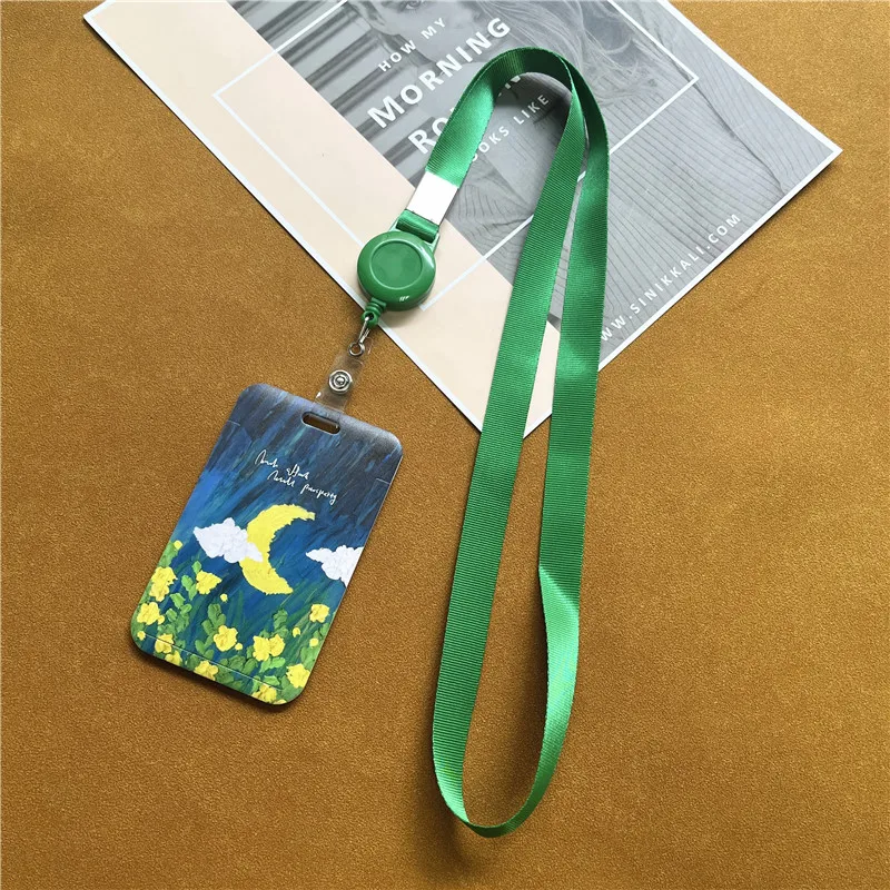 Floral Vertical ID Badge Lanyard with Retractable Reel