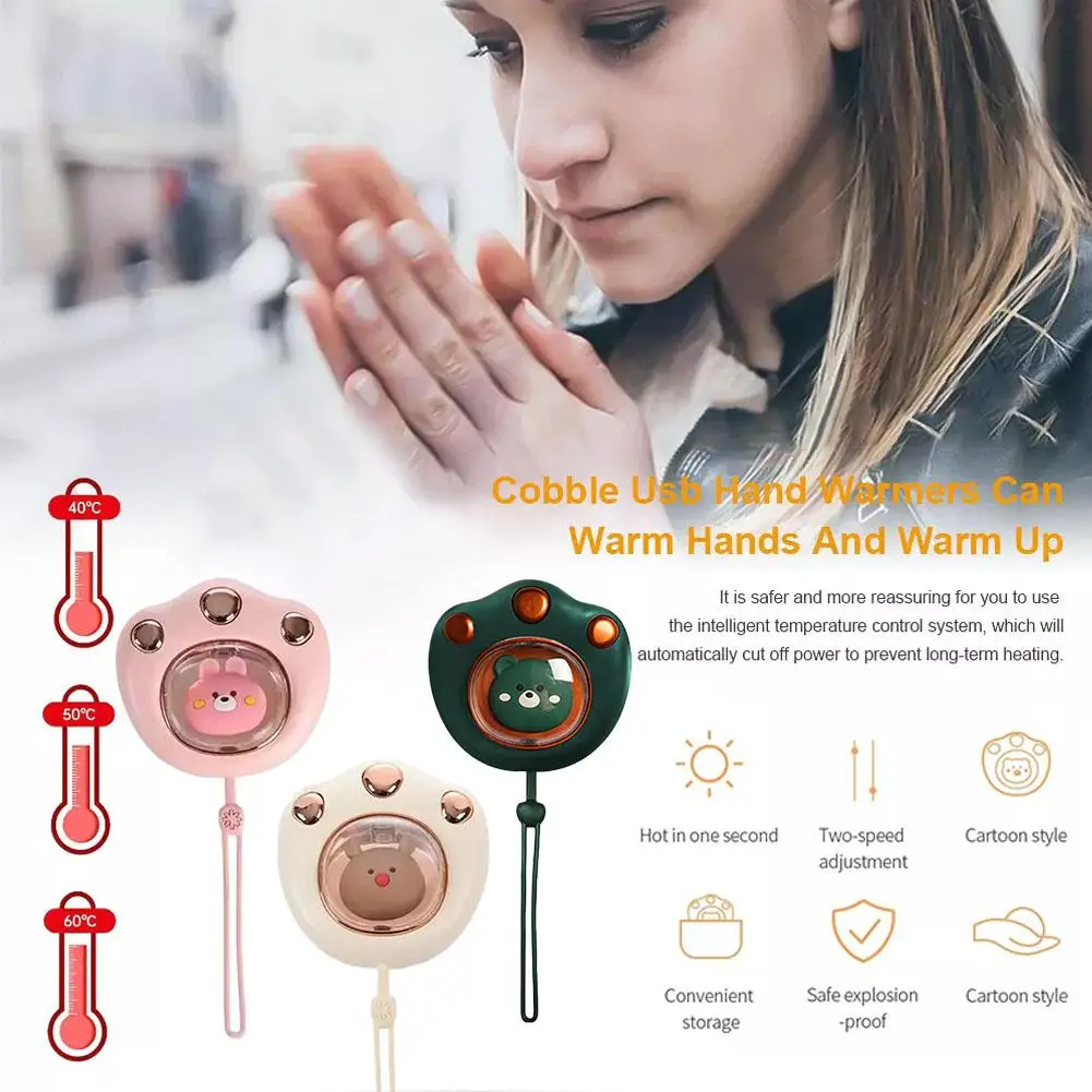 Portable Travel Mini Hand Warmer Power Bank USB Charging Temperature Long-Lasting Hand Warmer Warmth Good Gift For Christma T1K0