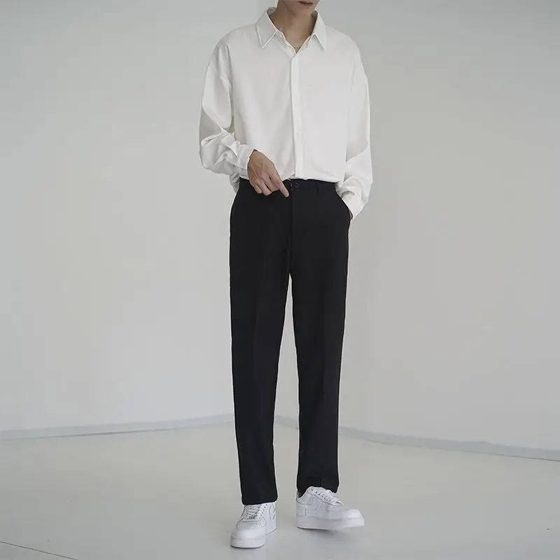 Korean Trend Simplicity Spring Summer New Casual Pants Men's Solid Zipper Pockets Fashion Versatile Thin Style Slim Suit Trouser