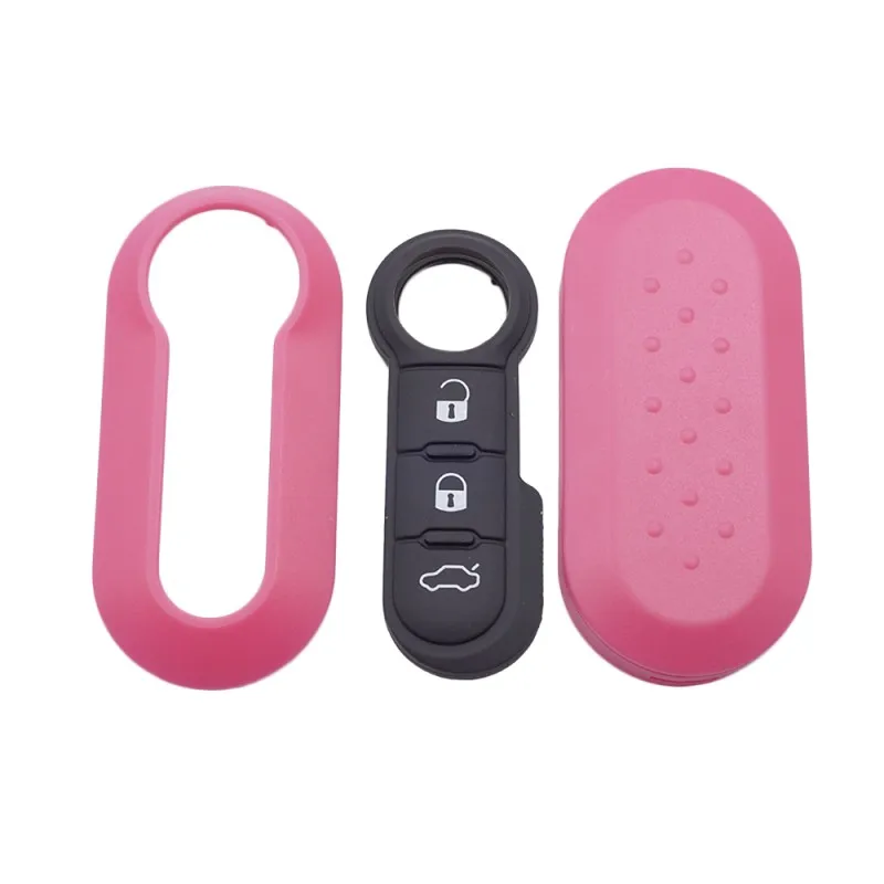 Xinyuexin 3 Buttons Remote Car Key Shell Case for Fiat 500 Panda Punto Bravo Replacement Plastic Key Case Rubber Button Pad