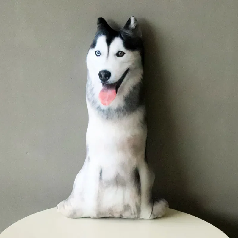 2023 HOT 50cm 3D Lifelike Animal Cute Bend Dog Printed Throw Pillow Funny Dog Head Cosplay Favorite Toy Cushion for Home 6