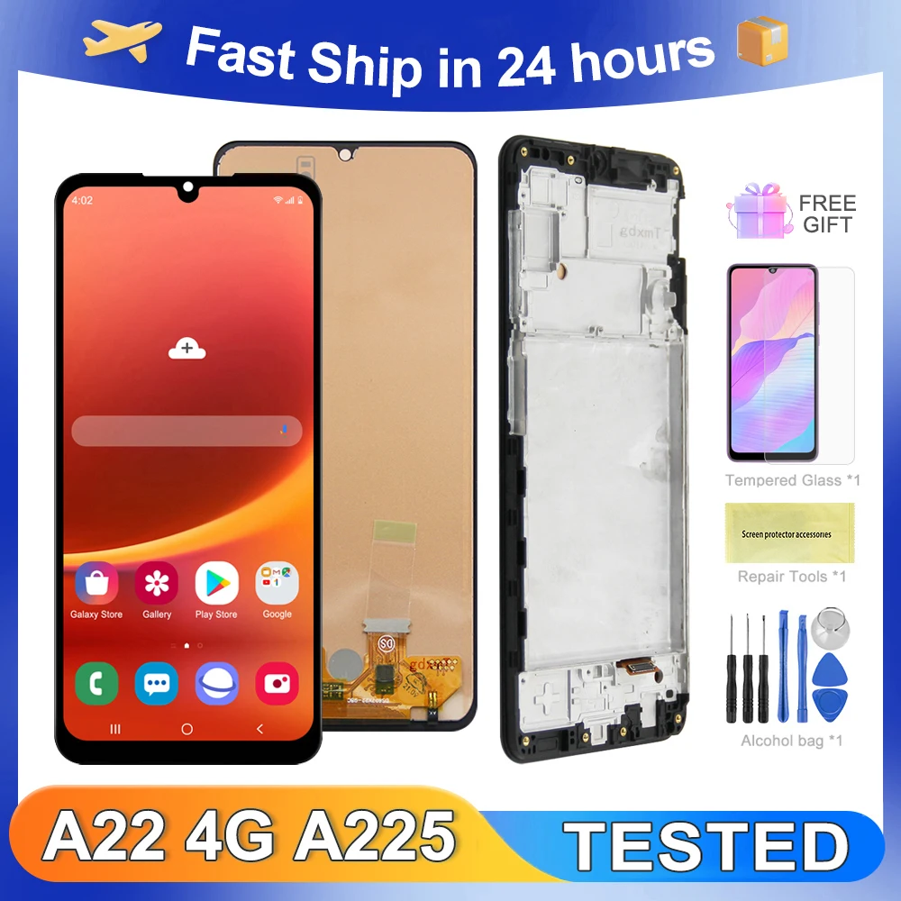

ЖК-дисплей A22 4G 6,4 ''для Samsung A225 A225F/DS A225M A225M/DS, дисплей с сенсорным экраном и дигитайзером в сборе, замена