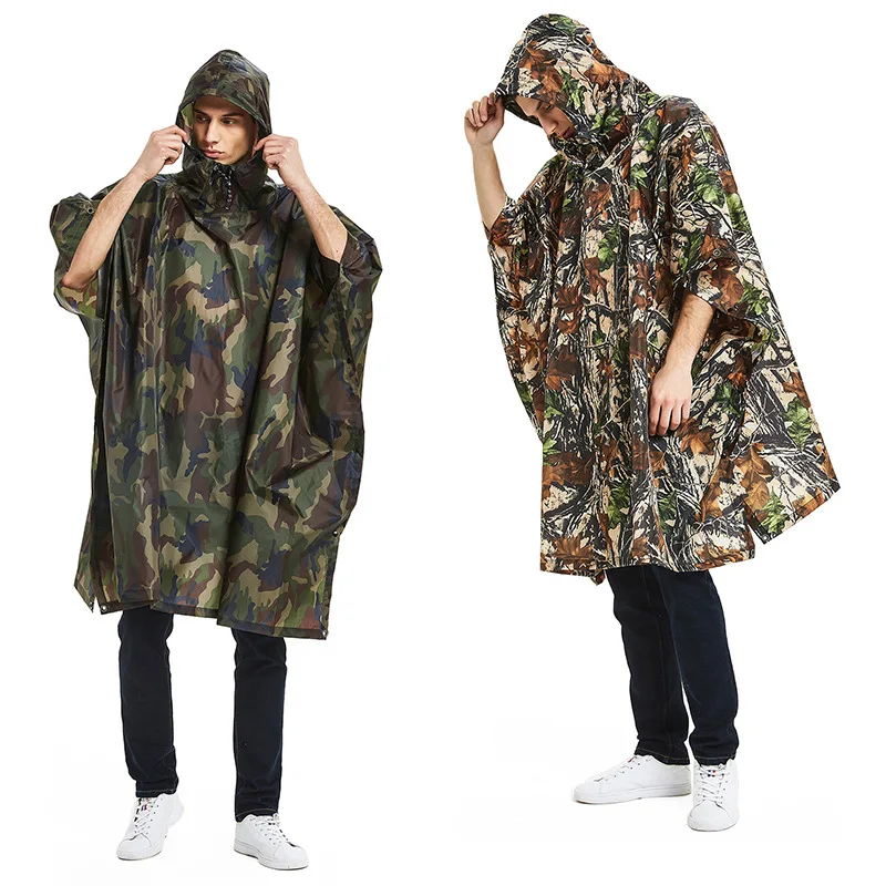 

Outdoor Military Breathable Camouflage Poncho Jungle Tactical Raincoat Birdwatching Hiking Hunting Ghillie Suit Travel Rain Gear