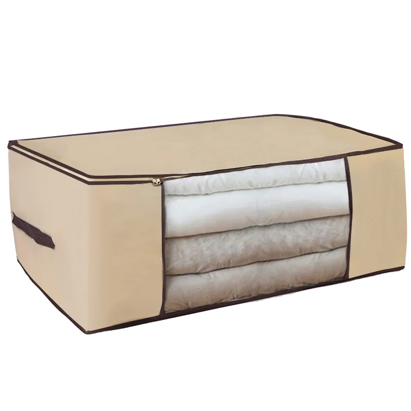 

Storage Bag For Clothes Blanket Portable Non-woven Folding Clothes Pillow Quilt Blanket Storage Box Organizer Hot Sale 1pc