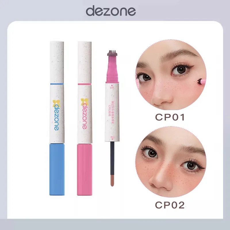 Dezone 2 in 1 Freakle Pen Innovation Debut Freakle Blush Exclusive Freckle Head Face Check Makeup Too Effect Natural Waterproof