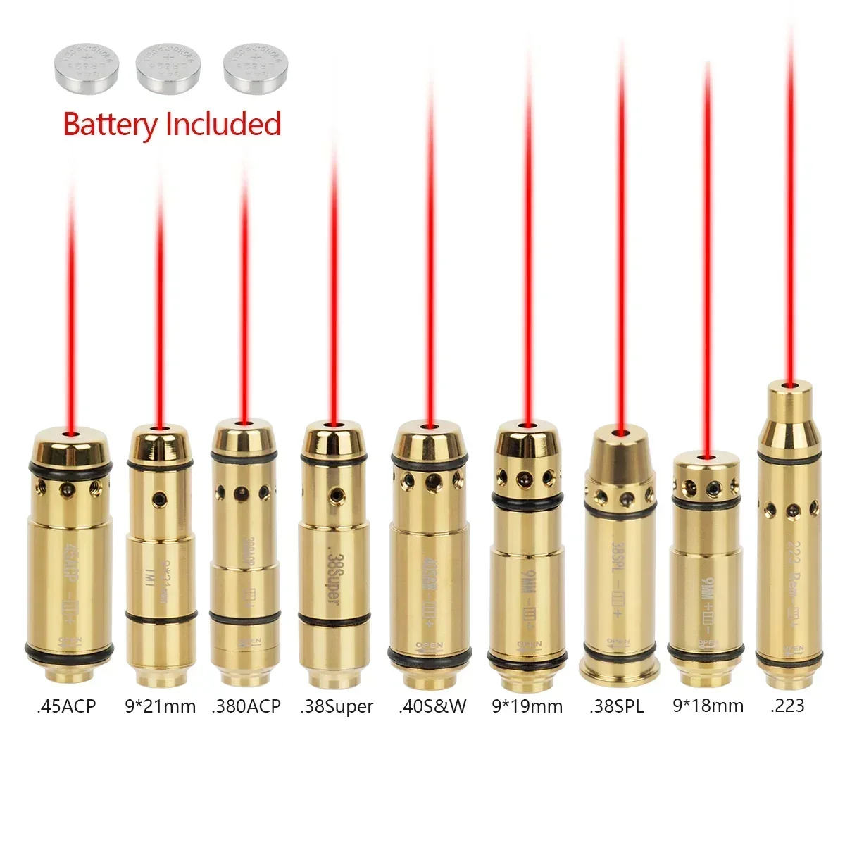 Dry Fire Laser Trainer Laser Bore Sight Laser Sight Red Dot Laser Sight Hunting 9mm Dry Fire Training Laser Bullet Boresighter For G17 G19 G43 380 ACP .223Rem 40S&W Cartridge Red Laser Bore Sight