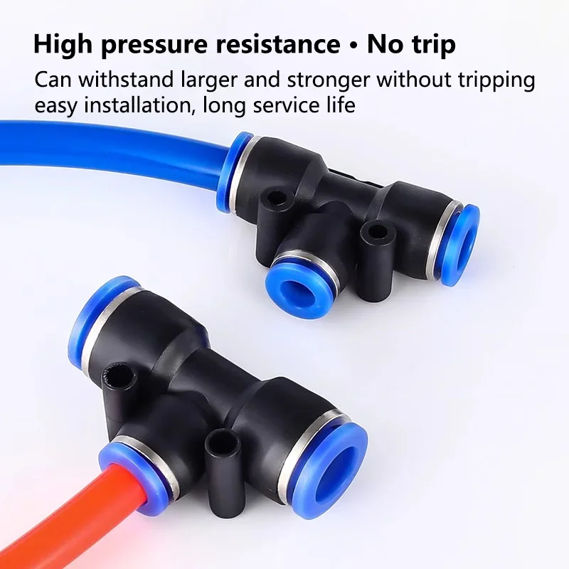 50/100/500PCS 4/6/8/10/12mm PE PEG Pneumatic Air Connector Quick Fitting Tee Reducer 3 Way T-shaped Plastic Pipe Hose Connector
