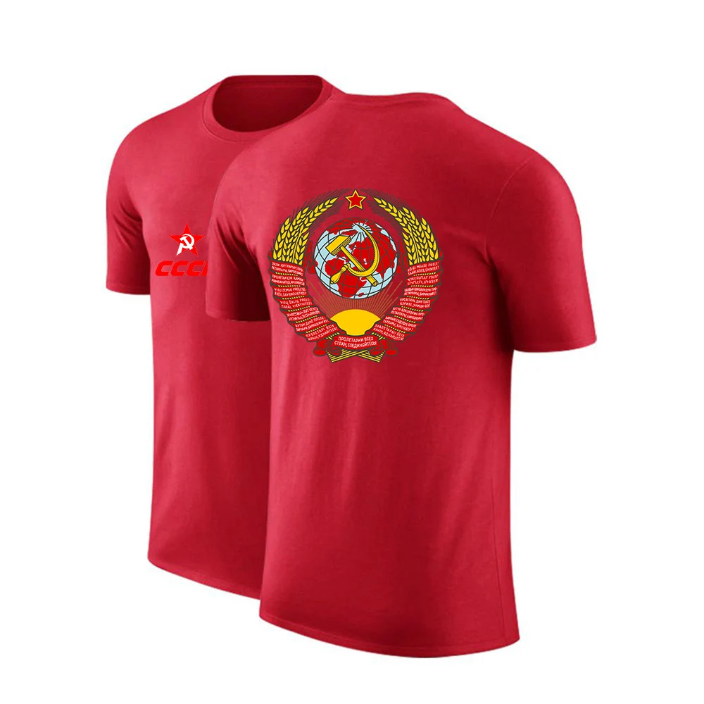 USSR Soviet Union 2023 Men's Summer Cotton CCCP Russian Simple Short Sleeve O Neck Streetwear T Shirt Harajuku Versatile Tops