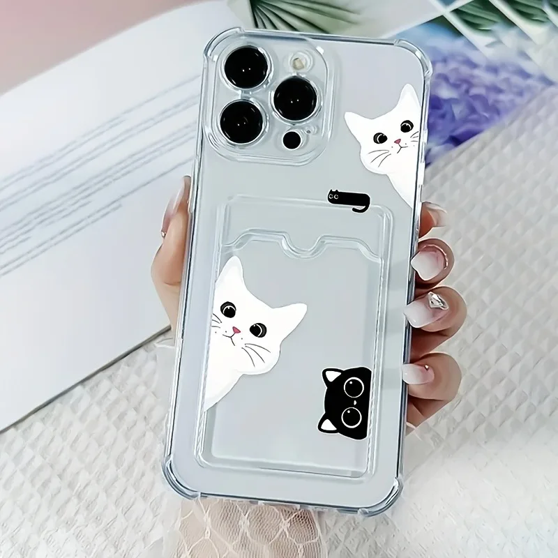 Stylish Black and White Cat Pattern Insert Phone Case Cover