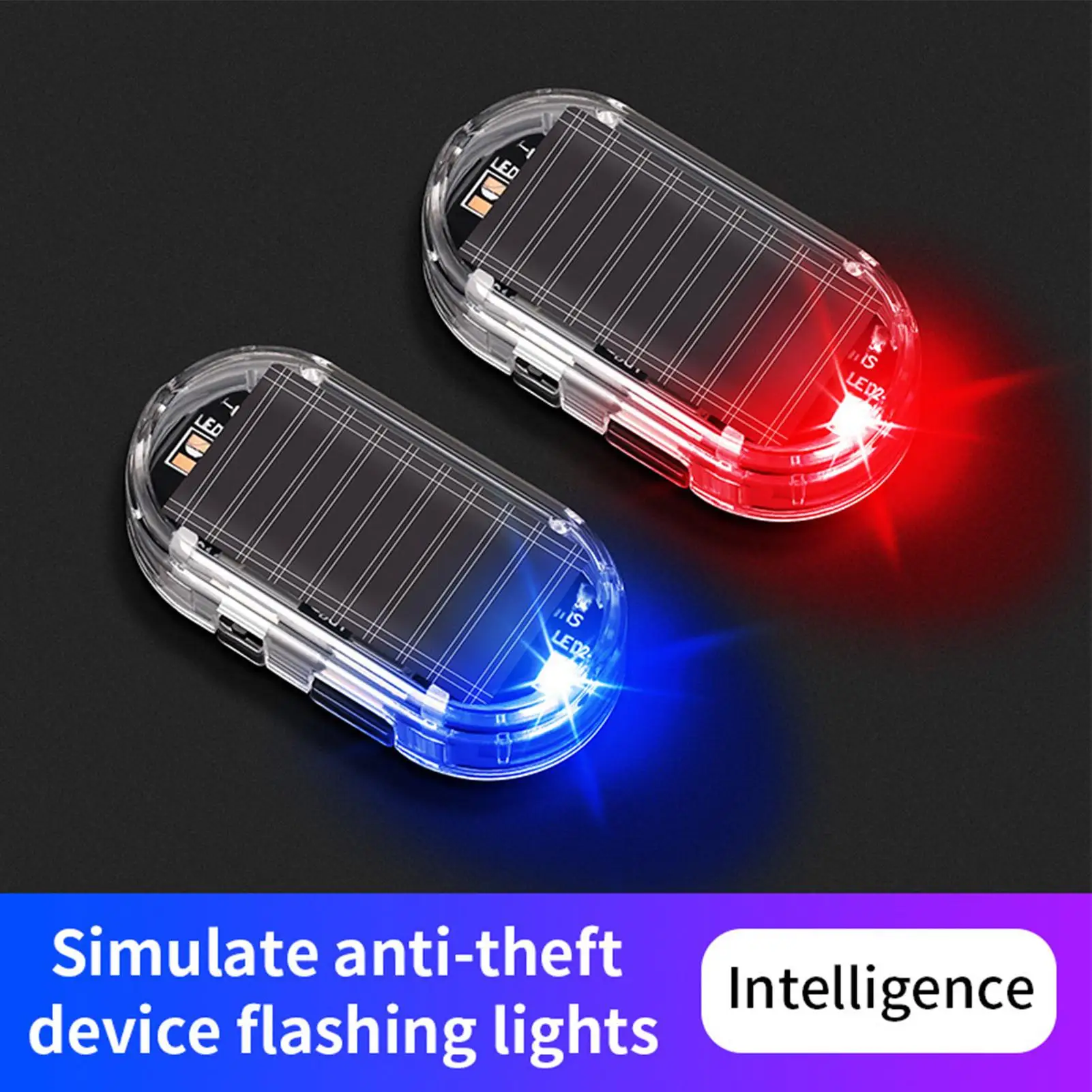 Car Solar Powered Security Strobe Light Dummys Alarm Wireless Warning Anti-Theft Caution Lamps Imitation LED Flashing
