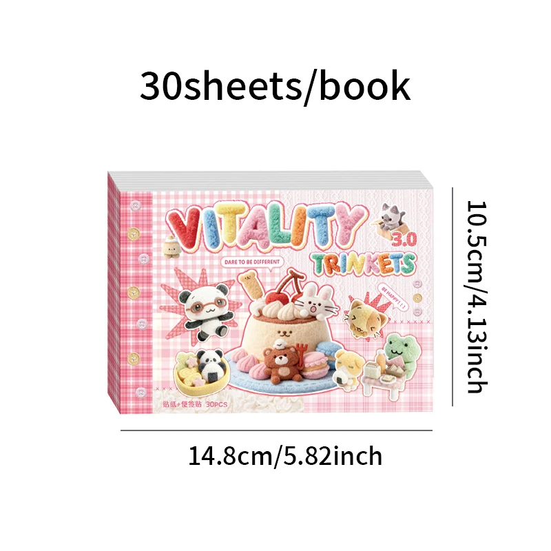 Mr. Paper Duplex Sticker Book 30Pcs, Korean Cute Style Creative Handbook Material for Calendar Card Album Scrapbooking Decor