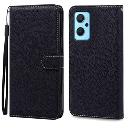Elegant Silicone Wallet Flip Case: Premium PU Leather Cover for Realme 9i (4G) (Black)